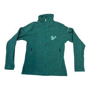 University Of South Florida USF Bulls Fleece Jacket Mens M Green Columbia Zip Up
